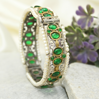 DUAL-TONE WITH PEARL LADI KADA-GREEN