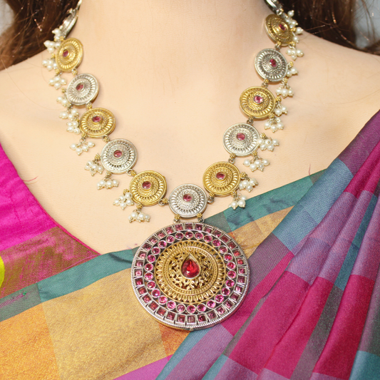 CHAKRA RAJWADI DUAL-TONE NECKLACE SET