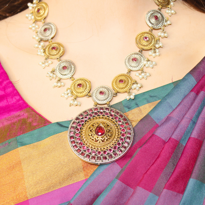 CHAKRA RAJWADI DUAL-TONE NECKLACE SET