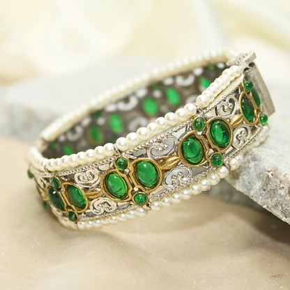 DUAL-TONE WITH PEARL LADI KADA-GREEN