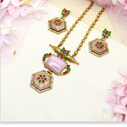 RAJWADI PENDANT SET-PINK