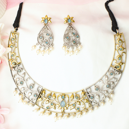 DUAL-TONE CUTWORK NECKLACE SET