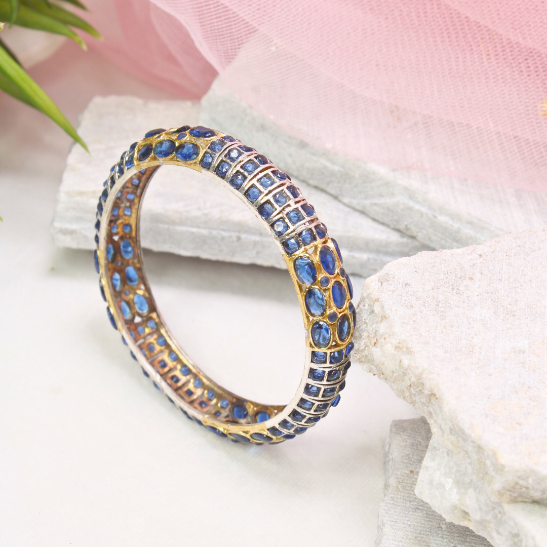 BLUE NAGINA BANGLES-DUAL-TONE FINISH-SET OF 2