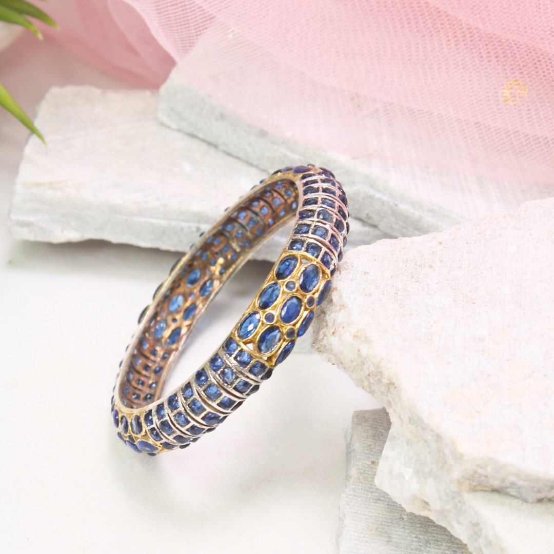 BLUE NAGINA BANGLES-DUAL-TONE FINISH-SET OF 2