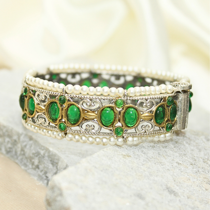 DUAL-TONE WITH PEARL LADI KADA-GREEN