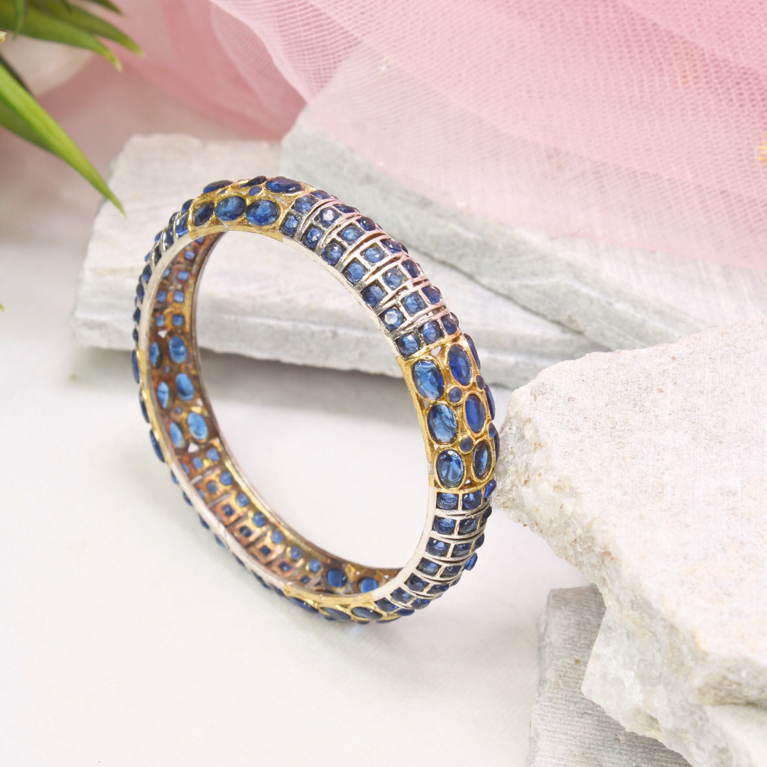 BLUE NAGINA BANGLES-DUAL-TONE FINISH-SET OF 2