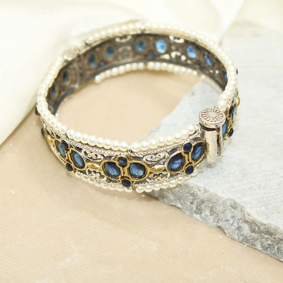 DUAL-TONE WITH PEARL LADI KADA-BLUE