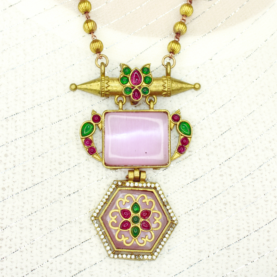 RAJWADI PENDANT SET-PINK