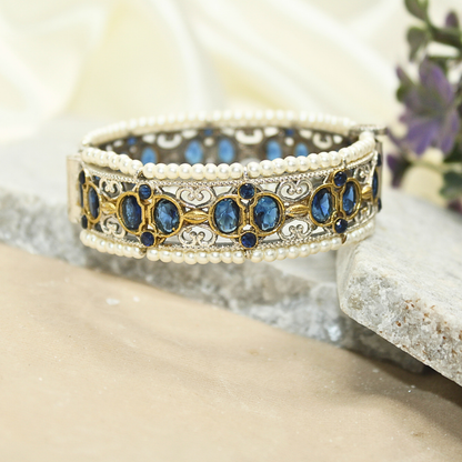 DUAL-TONE WITH PEARL LADI KADA-BLUE