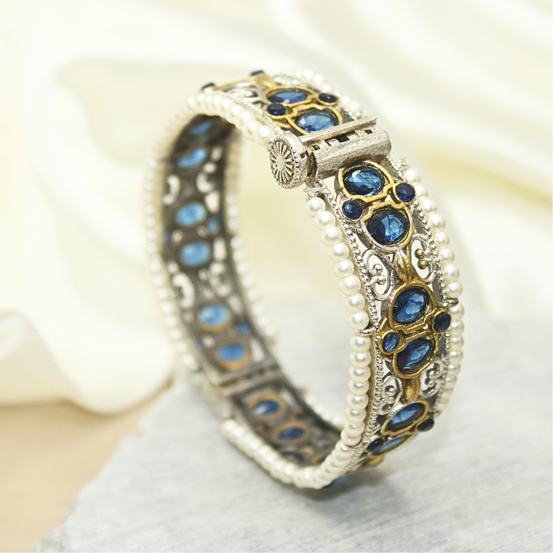 DUAL-TONE WITH PEARL LADI KADA-BLUE