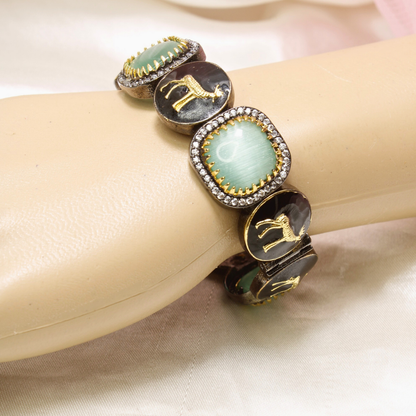 SABYASACHI INSPIRED KADA-DEER MOTIF-BLACK AND MINT