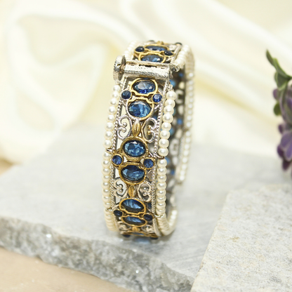 DUAL-TONE WITH PEARL LADI KADA-BLUE