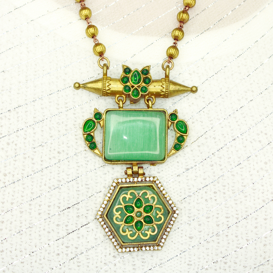 RAJWADI PENDANT SET-GREEN