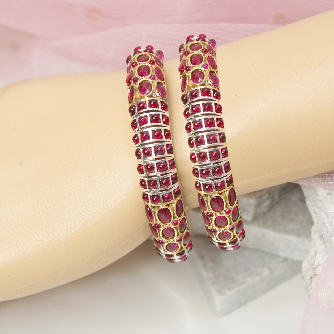 RUBY NAGINA BANGLES-DUAL-TONE FINISH-SET OF 2