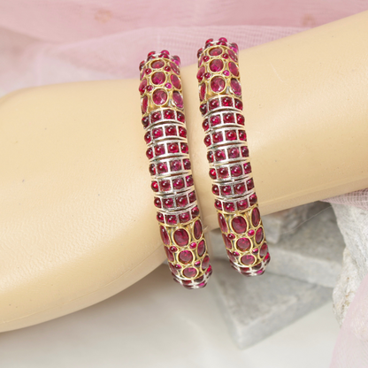 RUBY NAGINA BANGLES-DUAL-TONE FINISH-SET OF 2