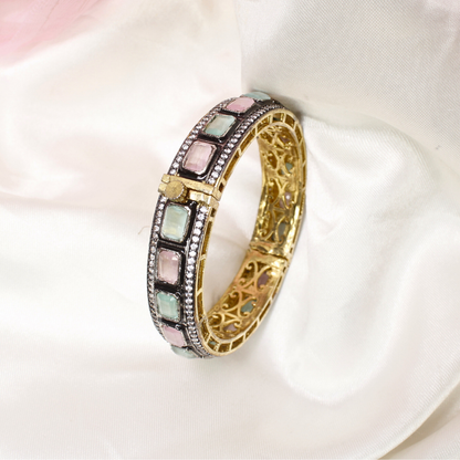 ZIRCON KADA GOLD PLATED-MAUVE & MINT-SINGLE KADA