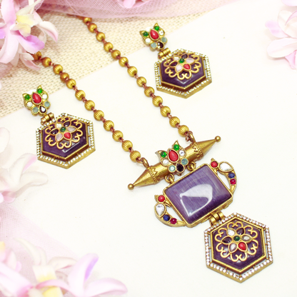 RAJWADI PENDANT SET-PURPLE