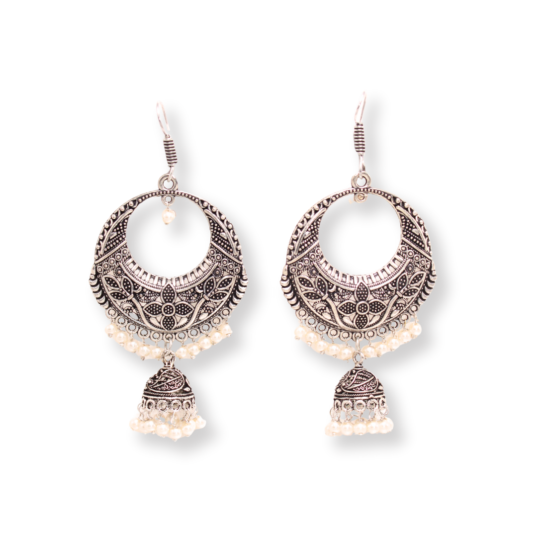 SHRIVI FOLK JHUMKA- WHITE