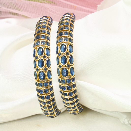 BLUE NAGINA BANGLES-GOLDEN FINISH-SET OF 2