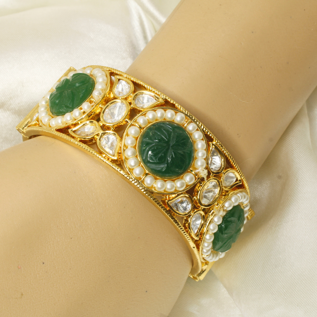 GOLDEN POLKI PEARL KADA-GREEN