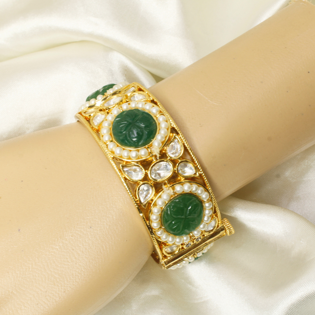 GOLDEN POLKI PEARL KADA-GREEN