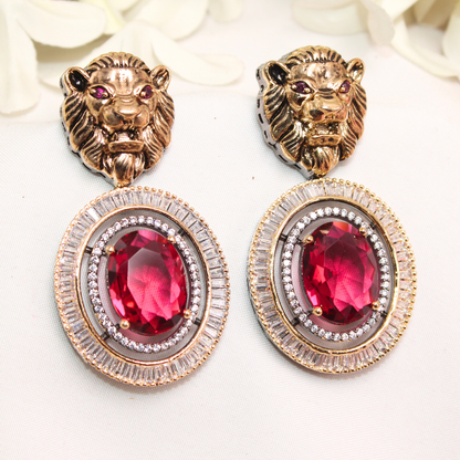 SABYASANCHI INSPIRED SINGLE STONE EARRING- RED