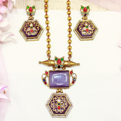 RAJWADI PENDANT SET-PURPLE