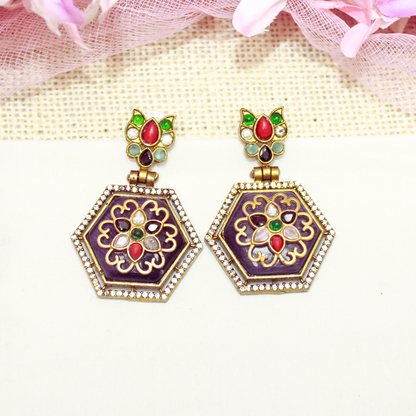 RAJWADI PENDANT SET-PURPLE