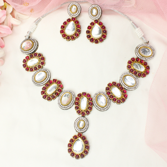 KUNDAN MULTI STONE NECKLACE SET