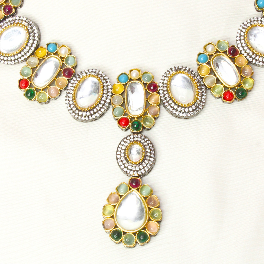 KUNDAN MULTI STONE NECKLACE SET