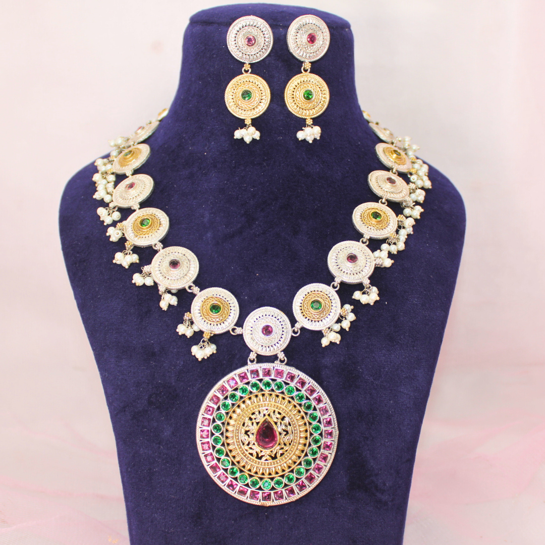 CHAKRA RAJWADI DUAL-TONE NECKLACE SET