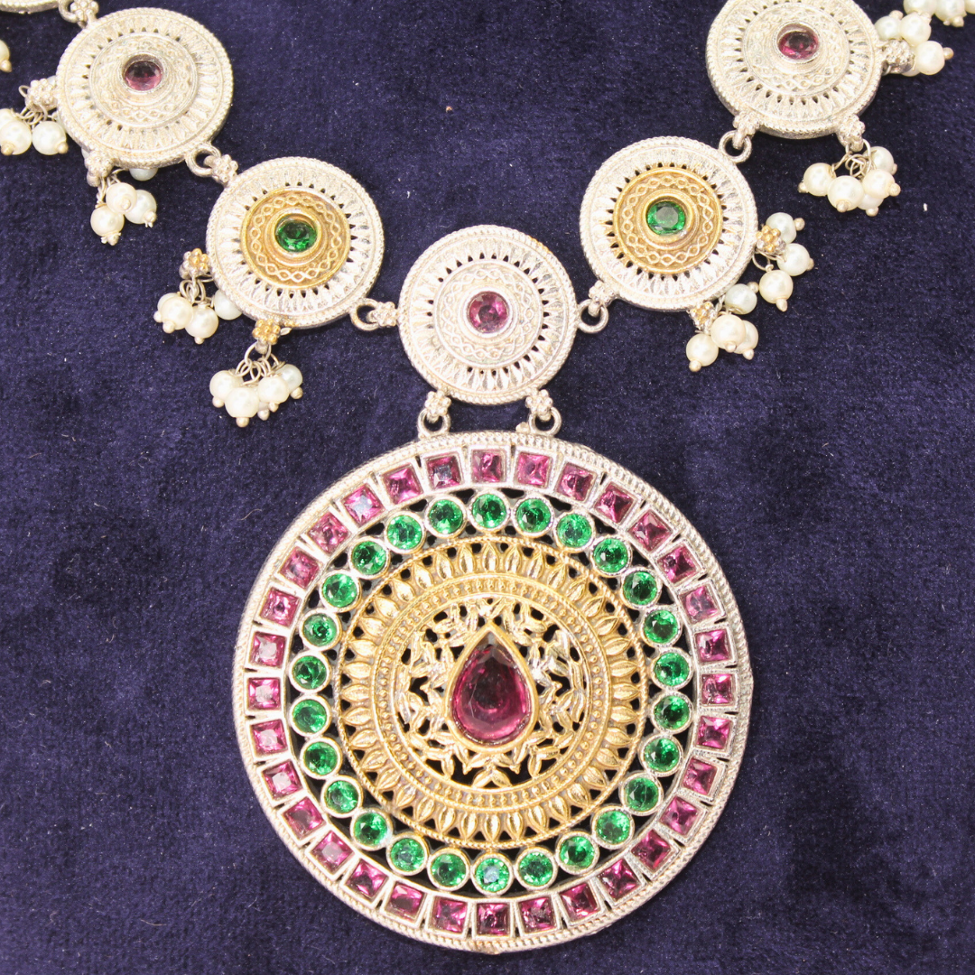 CHAKRA RAJWADI DUAL-TONE NECKLACE SET