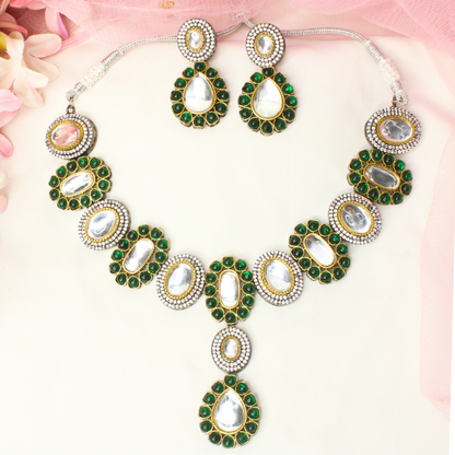 KUNDAN MULTI STONE NECKLACE SET