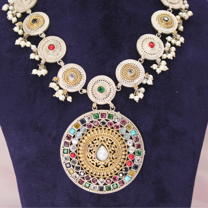 CHAKRA RAJWADI DUAL-TONE NECKLACE SET