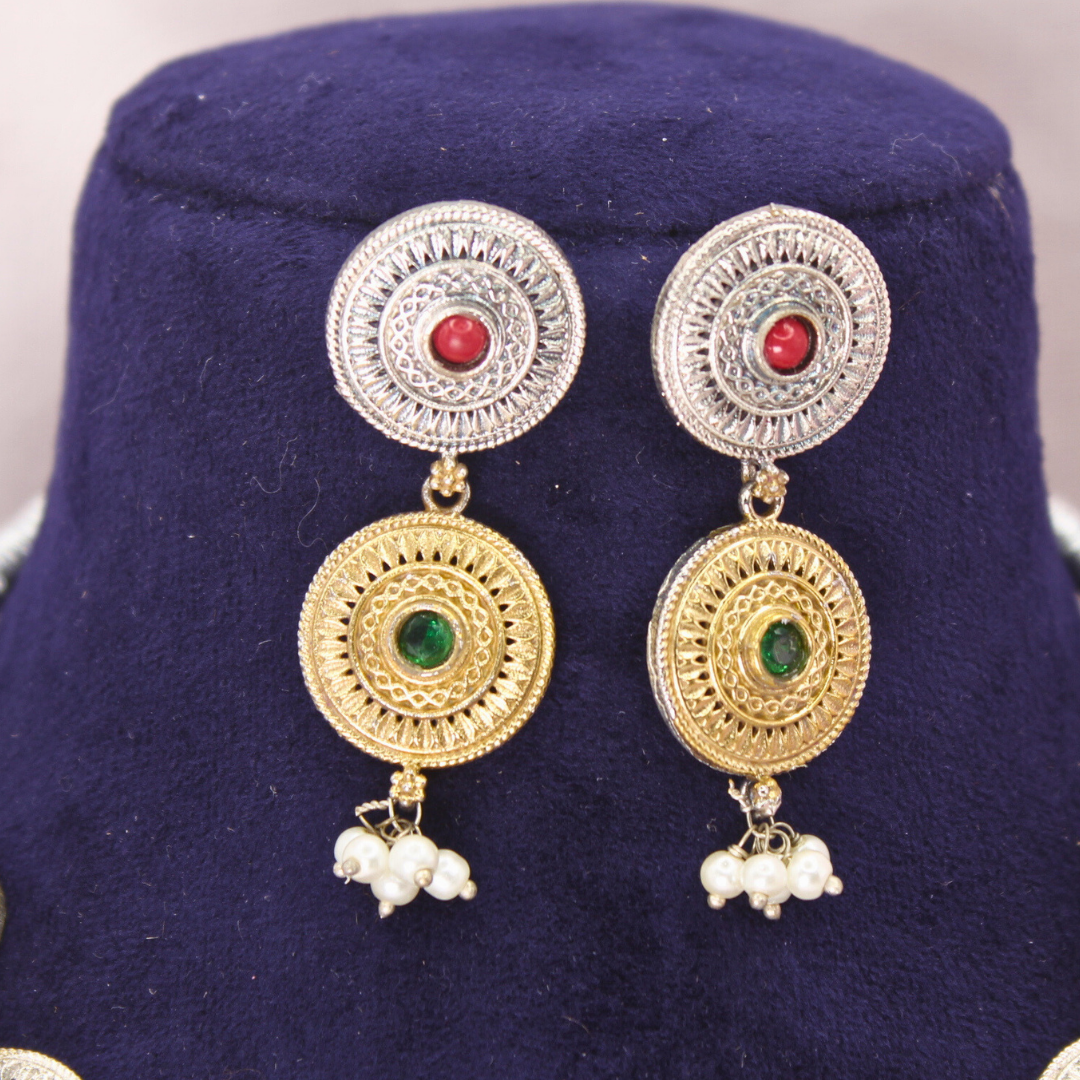 CHAKRA RAJWADI DUAL-TONE NECKLACE SET