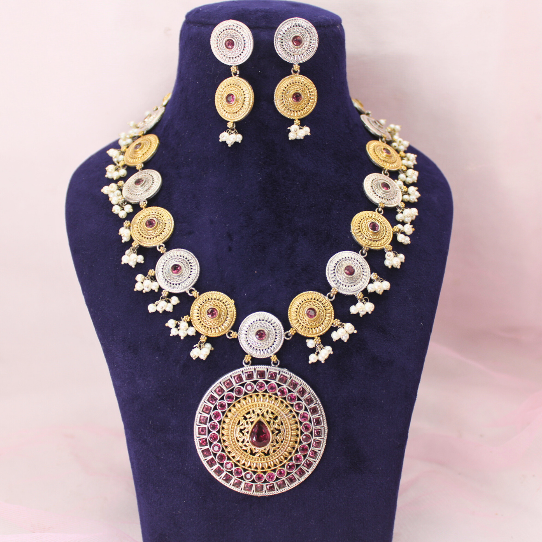 CHAKRA RAJWADI DUAL-TONE NECKLACE SET