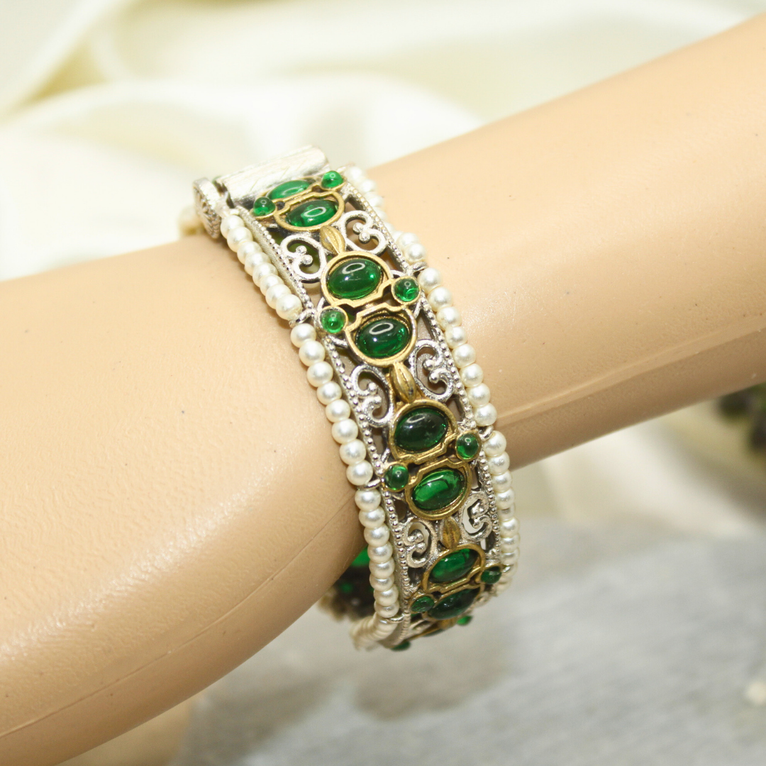 DUAL-TONE WITH PEARL LADI KADA-GREEN