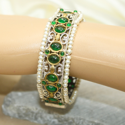 DUAL-TONE WITH PEARL LADI KADA-GREEN