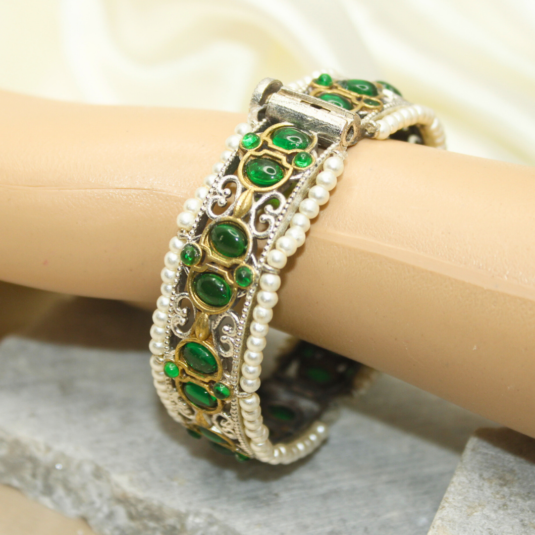 DUAL-TONE WITH PEARL LADI KADA-GREEN