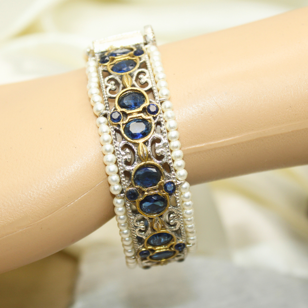 DUAL-TONE WITH PEARL LADI KADA-BLUE