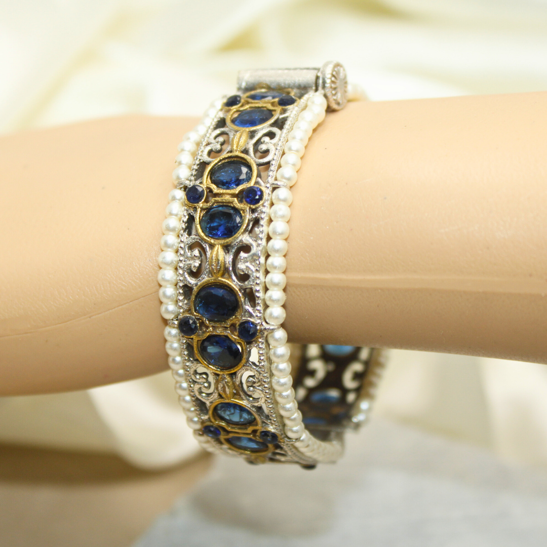 DUAL-TONE WITH PEARL LADI KADA-BLUE