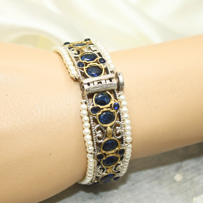 DUAL-TONE WITH PEARL LADI KADA-BLUE