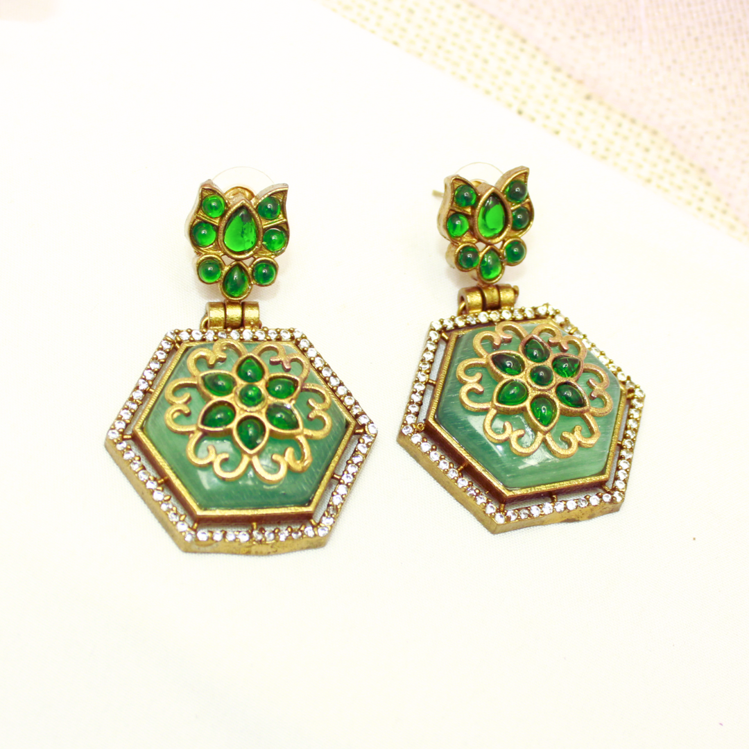 RAJWADI PENDANT SET-GREEN