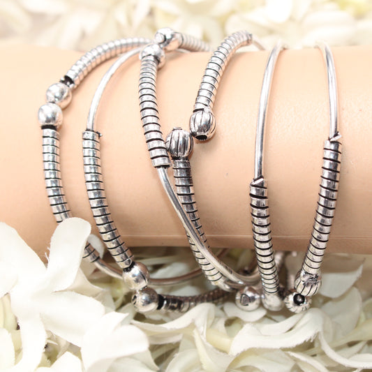 SILVER REPLICA THIN BANGLES (SET OF 6)