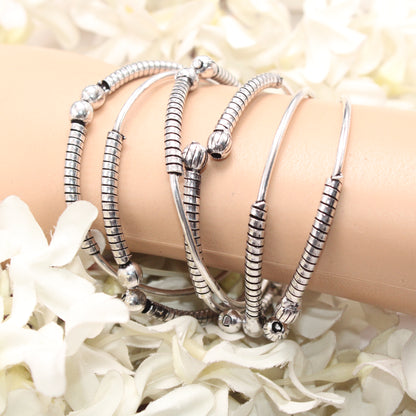 SILVER REPLICA THIN BANGLES (SET OF 6)