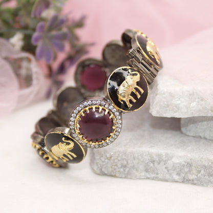 SABYASACHI INSPIRED KADA-ELEPHANT MOTIF-BLACK AND PURPLE