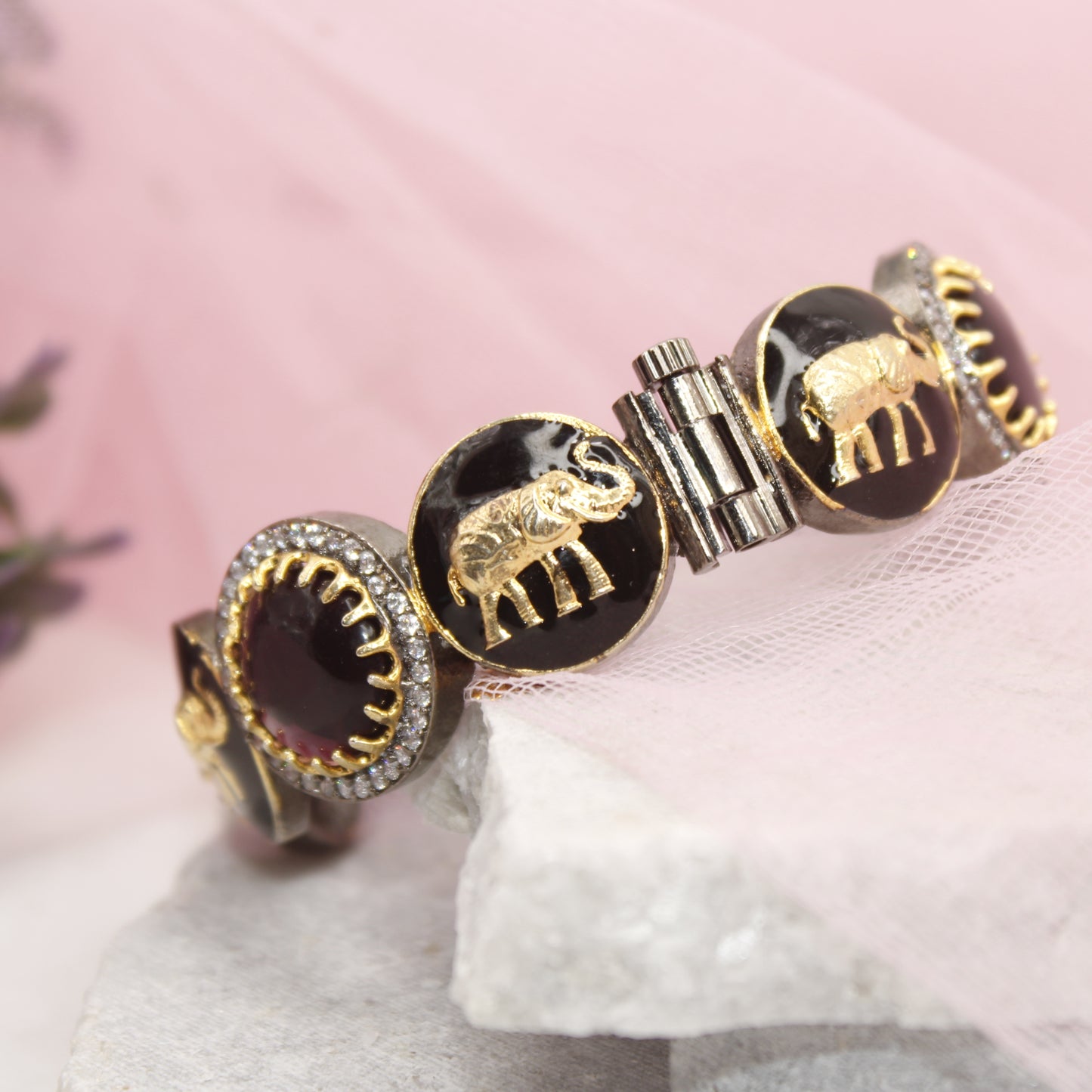 SABYASACHI INSPIRED KADA-ELEPHANT MOTIF-BLACK AND PURPLE