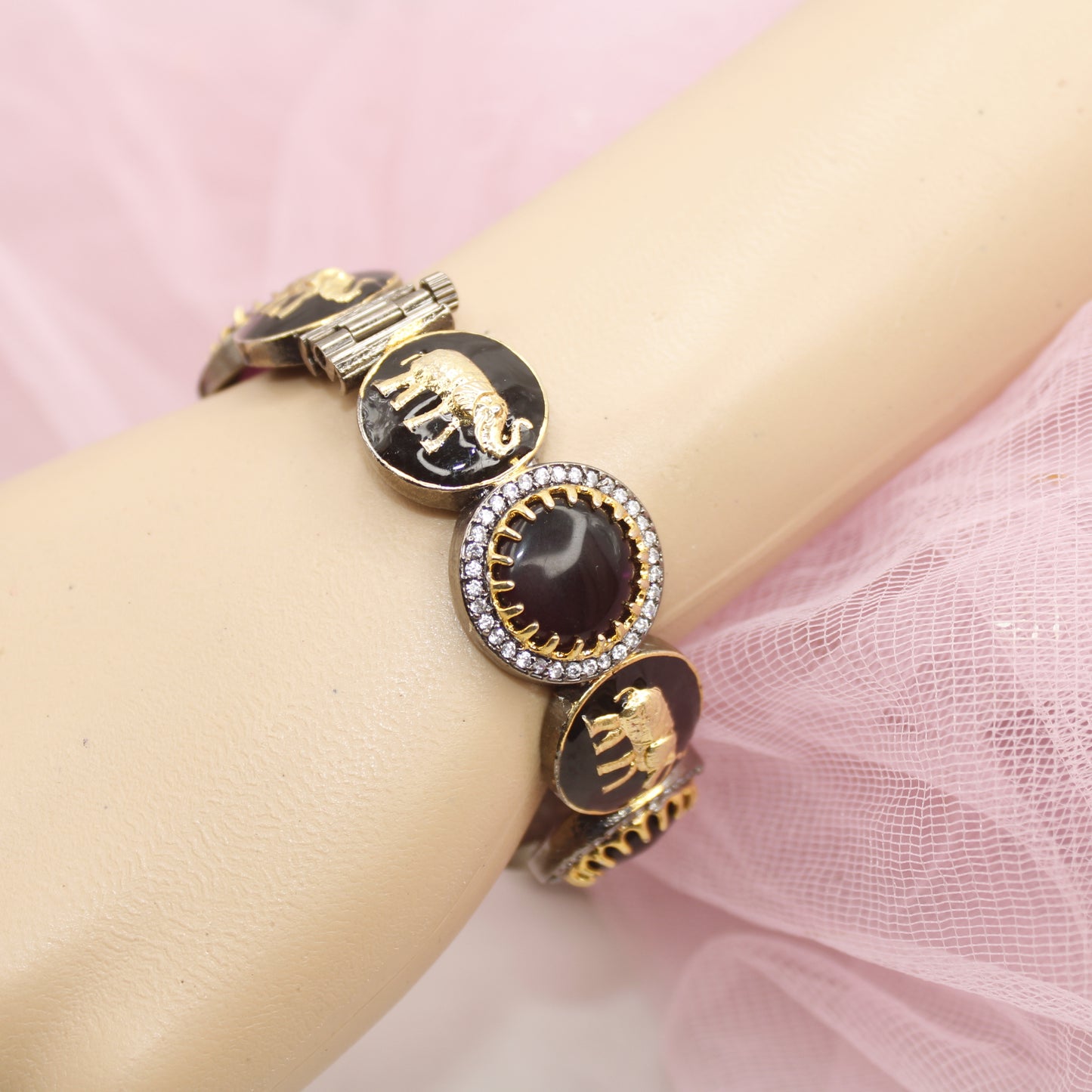 SABYASACHI INSPIRED KADA-ELEPHANT MOTIF-BLACK AND PURPLE