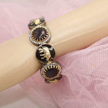 SABYASACHI INSPIRED KADA-ELEPHANT MOTIF-BLACK AND PURPLE