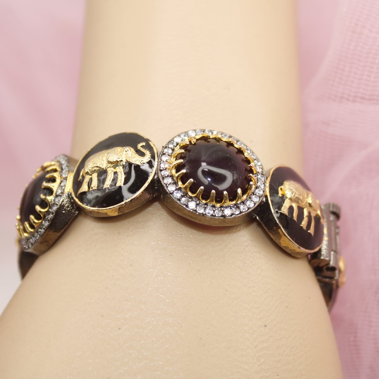 SABYASACHI INSPIRED KADA-ELEPHANT MOTIF-BLACK AND PURPLE